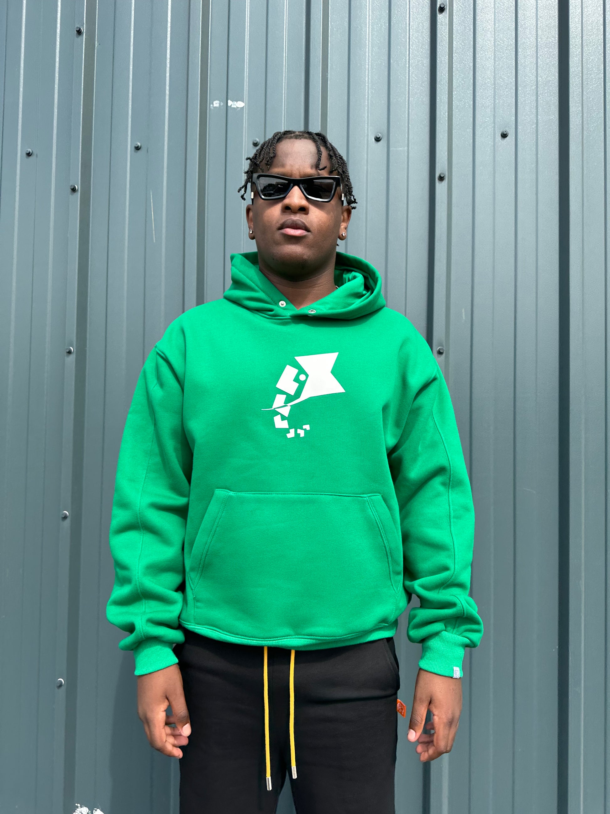 green hoodie